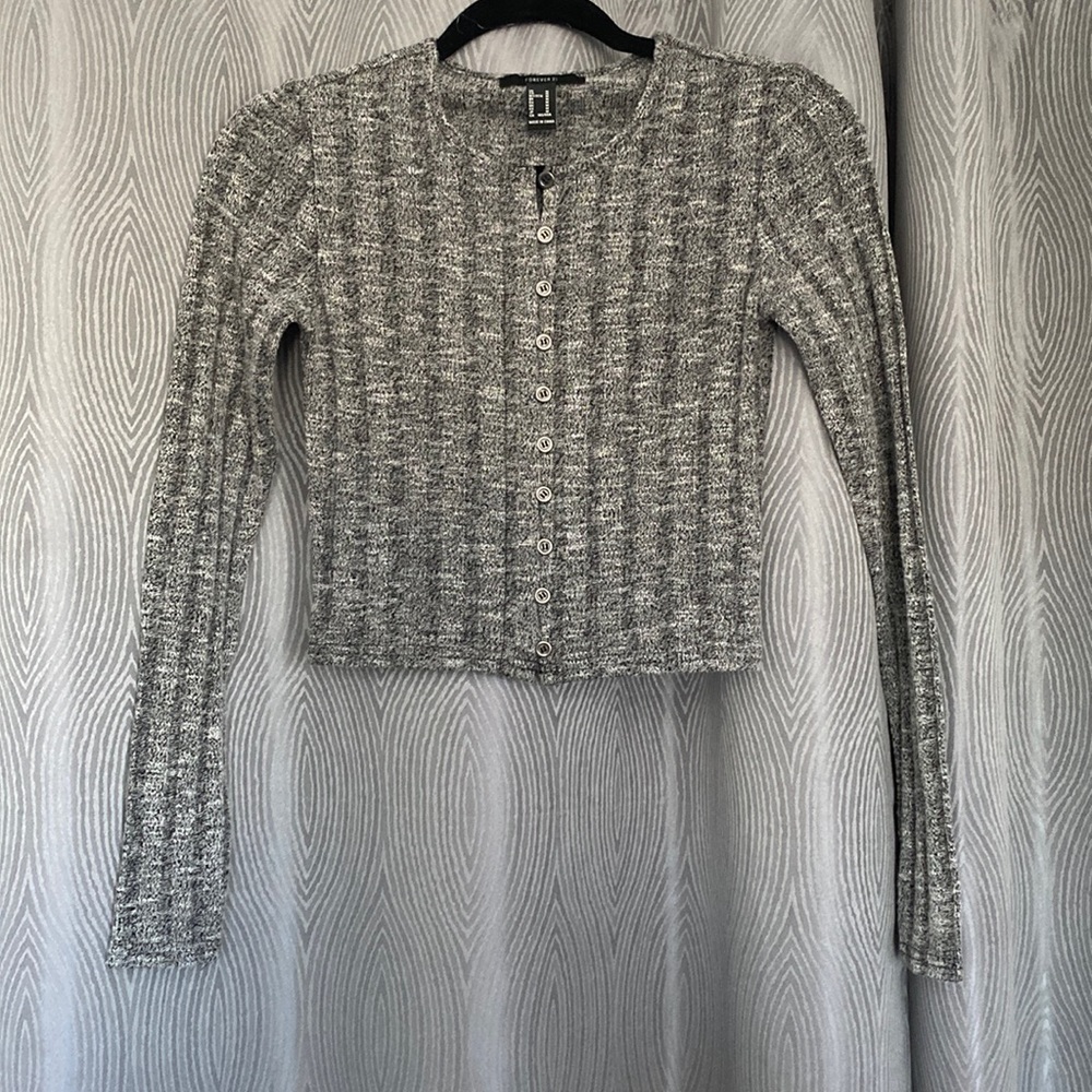 Dark Heather Grey Long Sleeve Crop